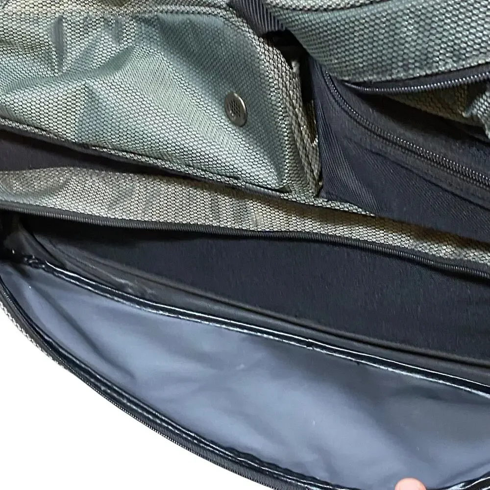 Brunswick Flash X Triple Roller Bowling Bag Grey Green 3 Ball Wheel Pull Handle